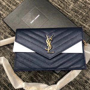 Denim Blue Ysl Crossbody Purse